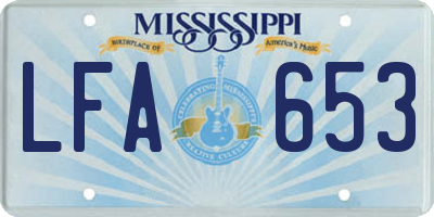 MS license plate LFA653