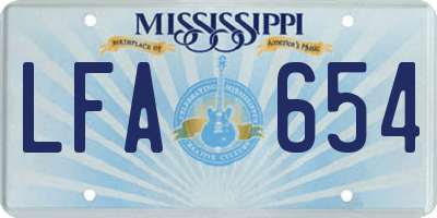 MS license plate LFA654