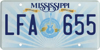 MS license plate LFA655
