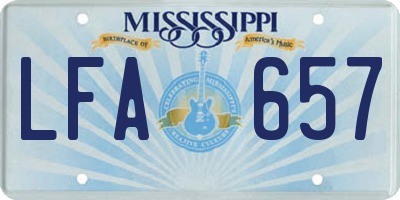 MS license plate LFA657