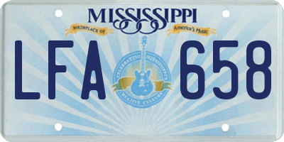 MS license plate LFA658