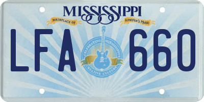 MS license plate LFA660