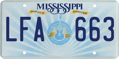 MS license plate LFA663