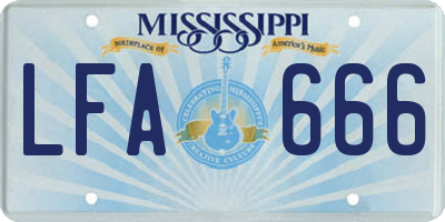 MS license plate LFA666