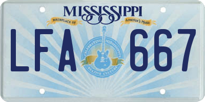 MS license plate LFA667
