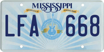 MS license plate LFA668