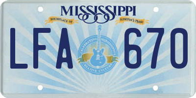 MS license plate LFA670