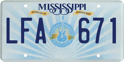 MS license plate LFA671