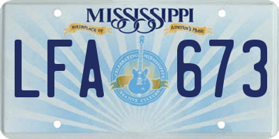 MS license plate LFA673