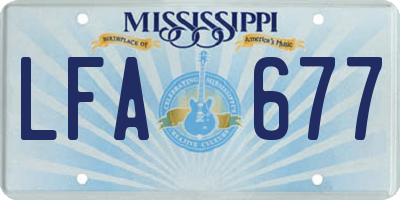 MS license plate LFA677