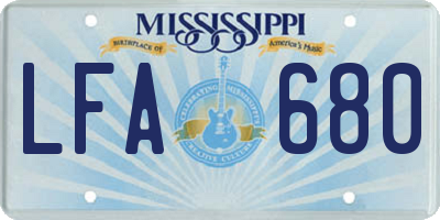 MS license plate LFA680