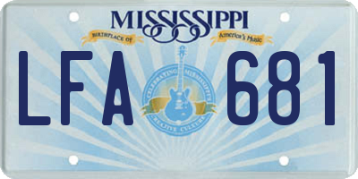 MS license plate LFA681
