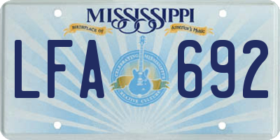 MS license plate LFA692