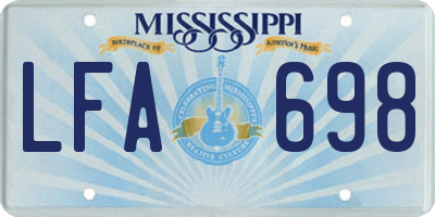 MS license plate LFA698