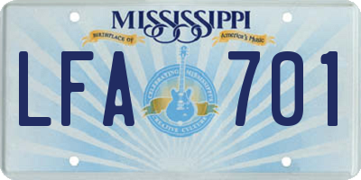 MS license plate LFA701