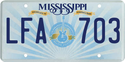 MS license plate LFA703