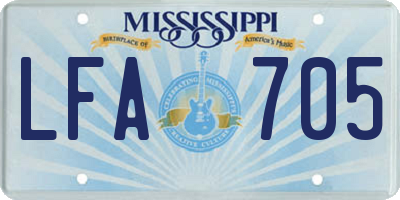 MS license plate LFA705
