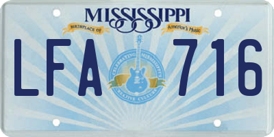 MS license plate LFA716