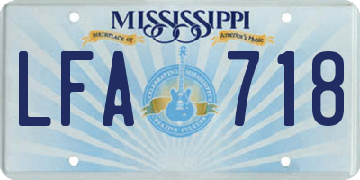 MS license plate LFA718