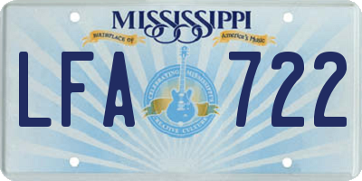 MS license plate LFA722