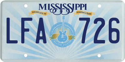MS license plate LFA726