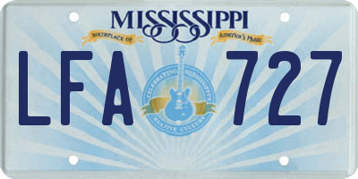 MS license plate LFA727