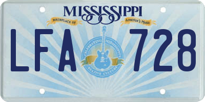 MS license plate LFA728
