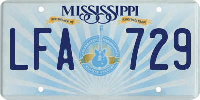 MS license plate LFA729