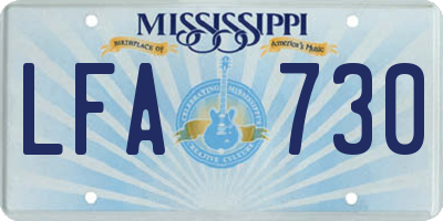 MS license plate LFA730