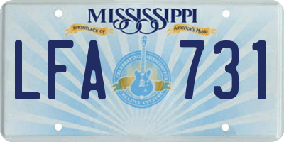 MS license plate LFA731