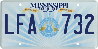 MS license plate LFA732