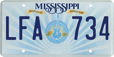 MS license plate LFA734