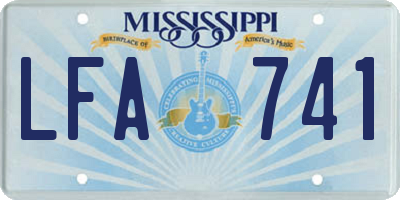 MS license plate LFA741
