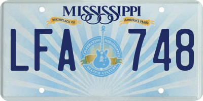 MS license plate LFA748