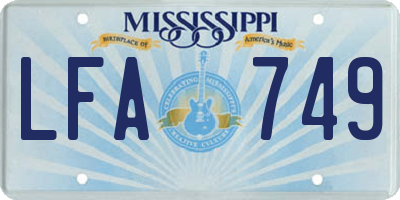 MS license plate LFA749
