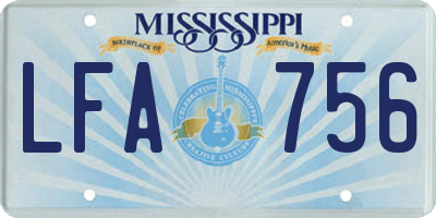 MS license plate LFA756