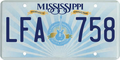 MS license plate LFA758