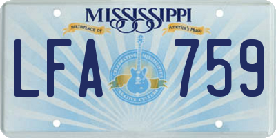 MS license plate LFA759