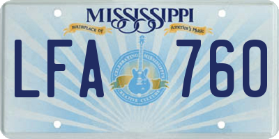 MS license plate LFA760