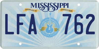 MS license plate LFA762