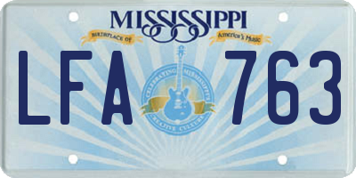 MS license plate LFA763