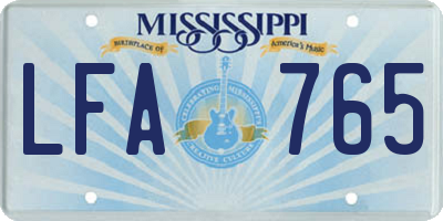 MS license plate LFA765