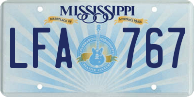 MS license plate LFA767