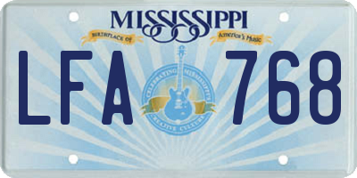 MS license plate LFA768