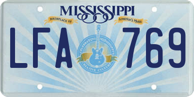 MS license plate LFA769