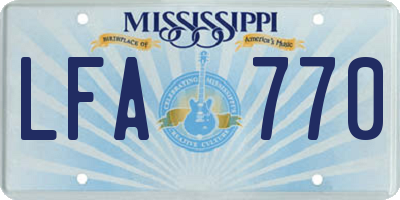 MS license plate LFA770