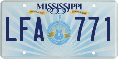 MS license plate LFA771