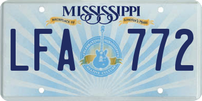 MS license plate LFA772