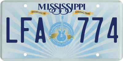 MS license plate LFA774