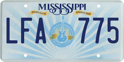 MS license plate LFA775